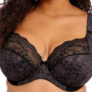 Elomi Lucie Stretch Plunge Bra EL4490 44F US Black New NWT Underwire